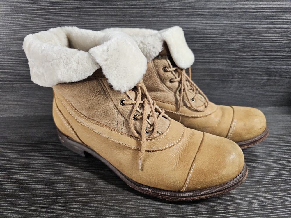 Vintage Timberland Jayne Teddy Fleece Fold Down Boots Wheat Nubuck Women’s 9